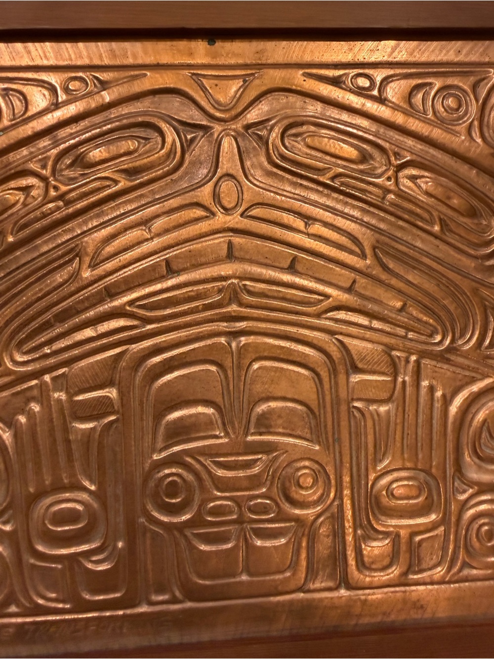 Large 1997 Joseph Paul Illg Copper Relief Art Panel Raven Whale Keepsake Box - Picture 14 of 15